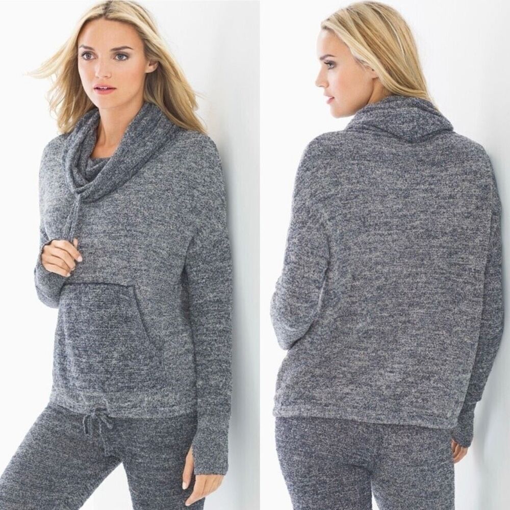 Barefoot Dreams Cozy Chic Lite Pebble Beach Pullover Hoodie Gray/Blue XL Soft